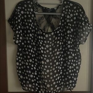 Rhapsody Black and White Polka Dot Blouse